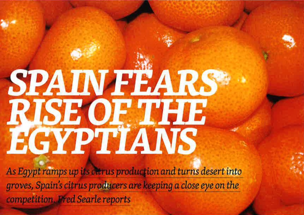 SPAIN FEARS RISE OF THE EGYPTIANS. As Egypt ramps up its citrus production and turns desert into groves, Spain's citrus producers are keeping a close eye on the competition.