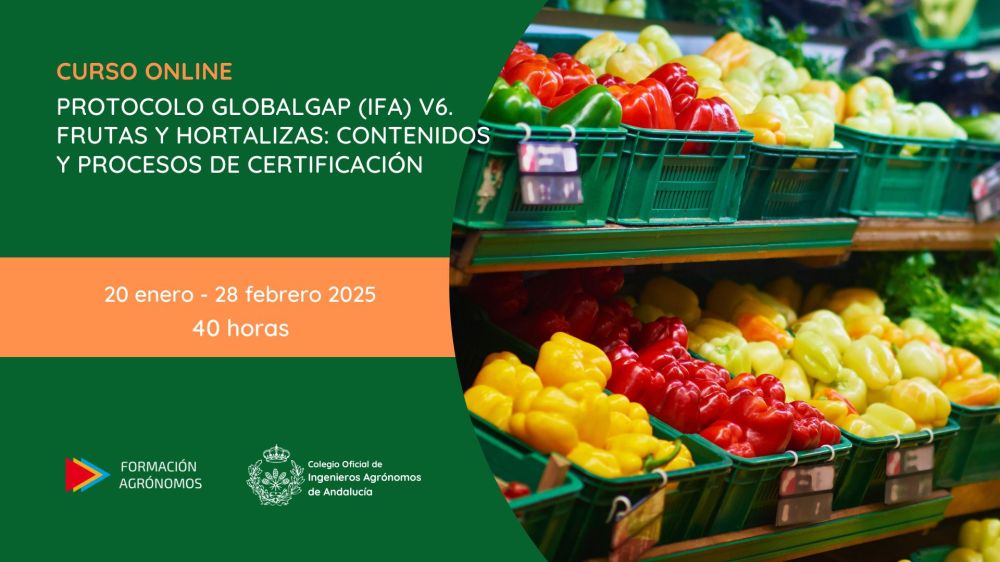  Curso protocolo globalGAP (IFA) v.6. Frutas y hortalizas: Contenidos y procesos de certificación (del 20.01.2025 al 28.02.2025)