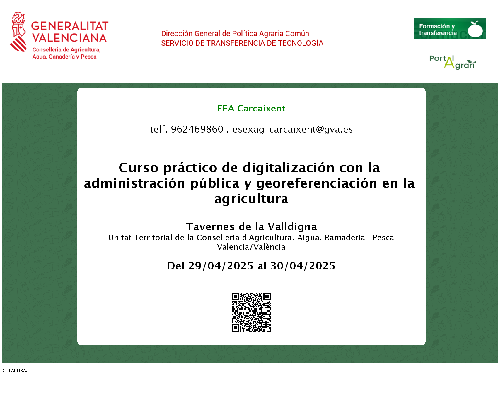 Curso práctico de digitalización con la administración pública y georreferenciación en la agricultura (29 y 30 de abril)