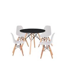 Conjunto mesa 80 cm. negra + 4 sillas