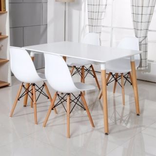 Mesa rectangular blanca + 4 sillas