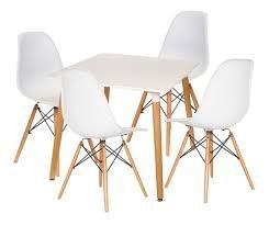 Mesa cuadrada + 4 sillas Eames réplica