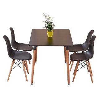 Mesa rectangular negra + 4 sillas