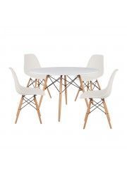 Mesa redonda 100 cm blanca + 4 sillas