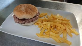 burger and chips