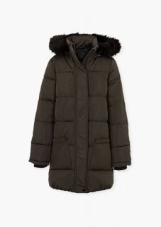 Parka con capucha desmontable con pieza de pelo para chica