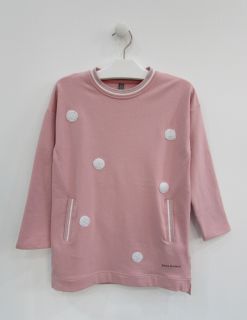 Vestido con bolsillos de ojal con goma en delantero para niña