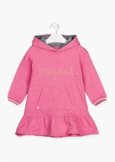 Vestido de color rosa con capucha para niña