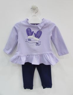Conjunto manga larga con guantes y leggins para bebé niña