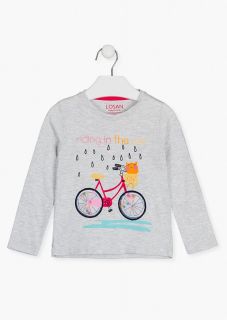 Camiseta con parche de tul bordado para niña