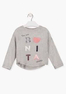 Camiseta en color gris con lentejuelas para niña