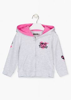Chaqueta con estampado en pecho y mangas para niña