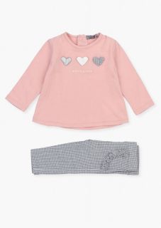 Conjunto de camiseta de punto con parches y pantalón para bebé niña