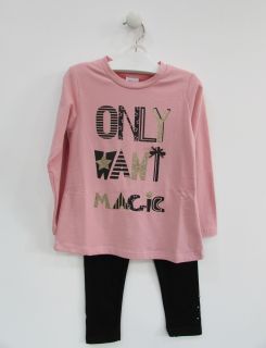 Conjunto camiseta manga larga con texto y leggin largo para chica