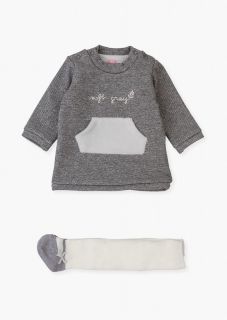 Conjunto de vestido de felpa y leotardo para recién nacida