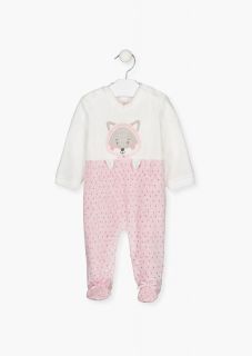 Pijama de terciopelo de dos colores para recién nacida