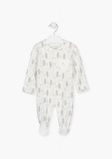 Pijama con cuello caja estampado para recién nacido