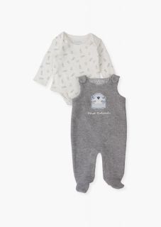 Conjunto de body y peto en color gris para recién nacido