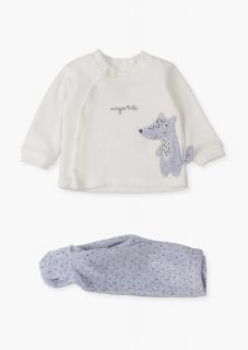 Conjunto de terciopelo de sudadera color crudo y polaina para recién nacido