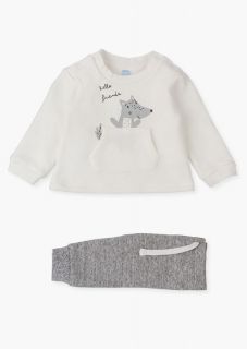 Conjunto de sudadera con bolsillo canguro y pantalón para recién nacido