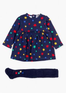 Conjunto de vestido de manga larga y leotardo para bebé niña