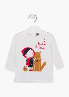 Camiseta de manga larga de caperucita para bebé niña