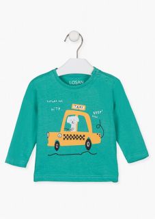 Camiseta con estampado de medios de transporte para bebé niño