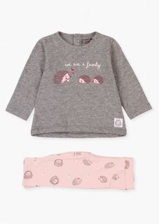 Conjunto de camiseta con estampado engomado y leggins para bebé niña