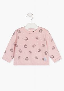 Sudadera de felpa perchada en color rosa para bebé niña