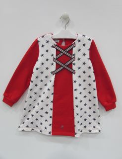Vestido Vera rojo con estrellas para niña