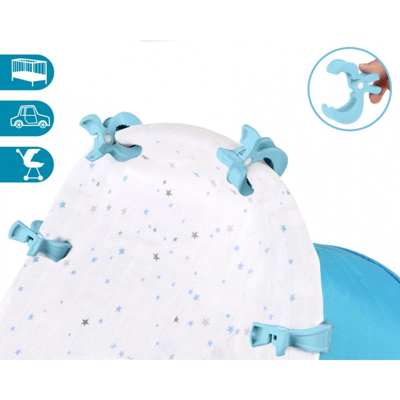 Pinzas muselinas azul bebé