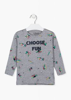 Camiseta de punto estampada con zapatillas para niño