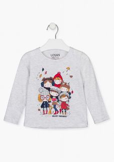 Camiseta con niñas en otoño para niña