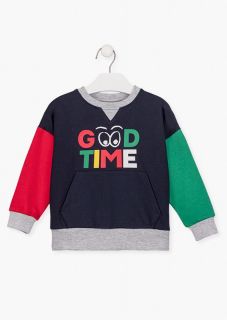 Sudadera con bolsillo canguro y estampado engomado para niño