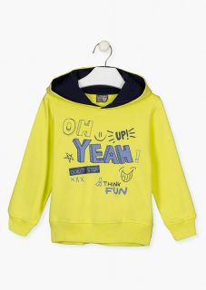 Sudadera con mensaje y capucha para niño