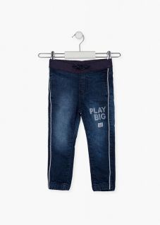 Pantalón con cintura elástica de sarga con cordón para niño