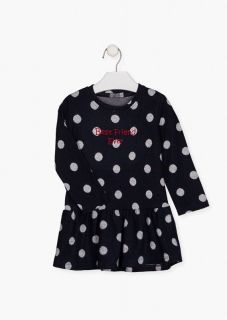 Vestido estampado con bolitos para niña