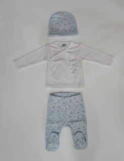Pijama con camiseta, polaina y gorrito para recién nacido