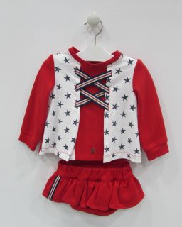 Vestido Vera rojo con braguita para bebé niña