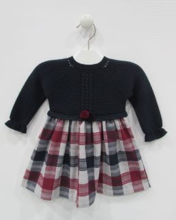 Vestido en marino combinado para bebé niña