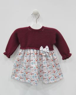 Vestido granate combinad para bebé niña