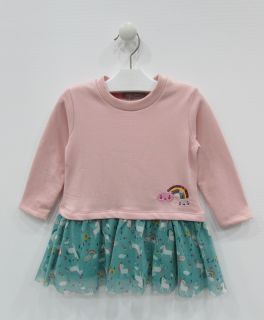 Vestido rosa con tul de unicornios para bebé niña