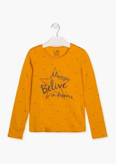 Camiseta de manga larga con estrellitas para chica