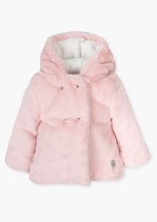 Abrigo de pelo y capucha para bebé niña