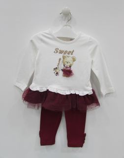 Conjunto camiseta osito con leggin para bebé niña