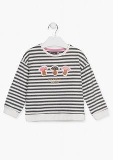 Sudadera de felpa no perchada de rayas para niña