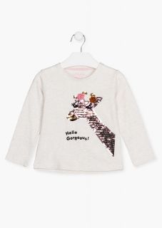 Camiseta con jirafa de lentejuelas para niña