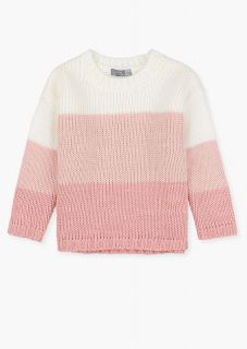 Jersey de cuello caja en colores rosas y natural para niña