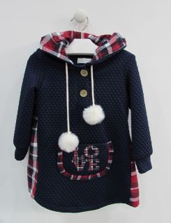 Vestido Vera marino con capucha para niña