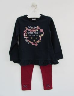 Conjunto camiseta manga larga con corazón y leggin largo para niña